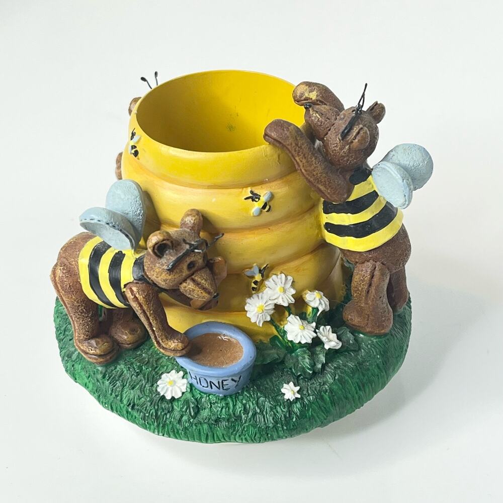 Vintage Our America by Yankee CANDLE CAPPER TOPPER Honey Bear Bees Honey Pot 4"